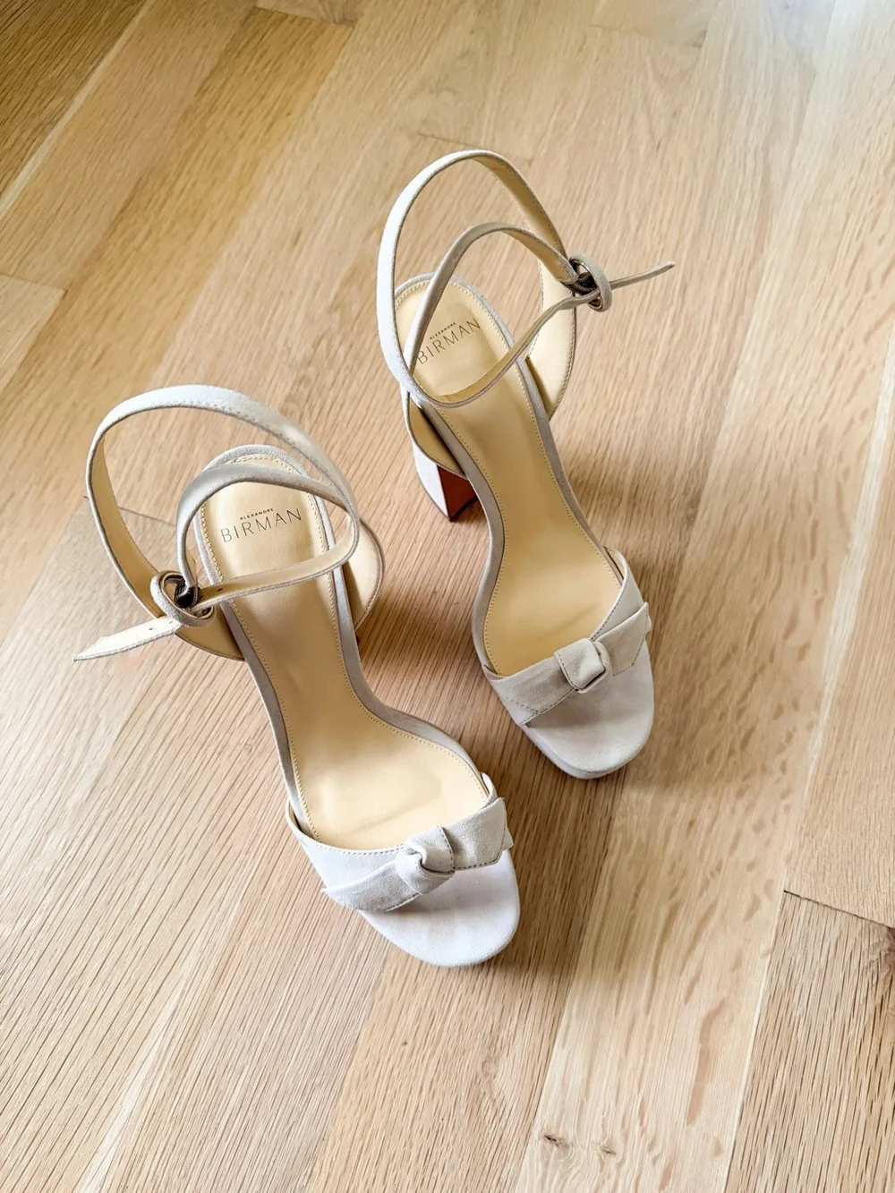 Alexandre Birman Women's Cream Platform Block Heel Sandals